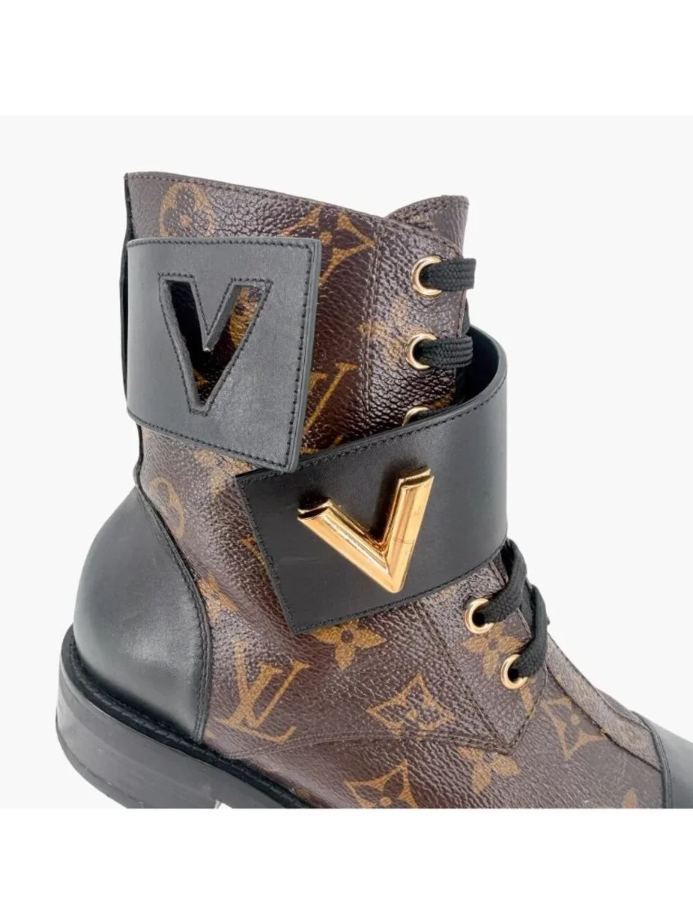 Louis Vuitton Ranger Wonderland Combat Boots Brown LV Size 36.5 US 6.5 Women’s